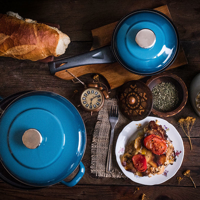 Metalac Premium Schmortopf|Bräter MAXIMUS aus schwerer Emaille, Blau 20cm