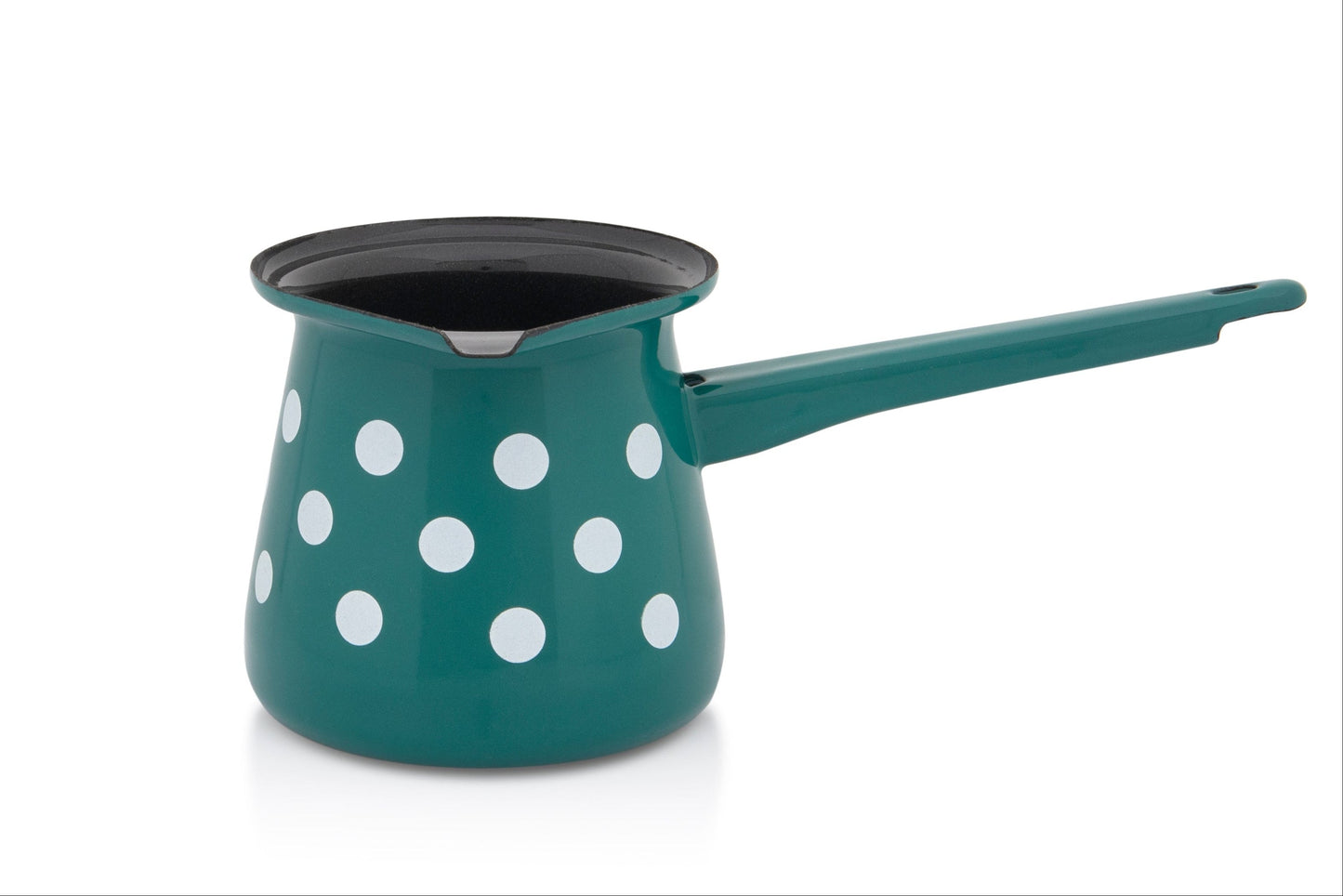 Metalac Kaffeekocher 7 Tassen, GRÜNE PUNKTE, Emailliert, Vintage Design