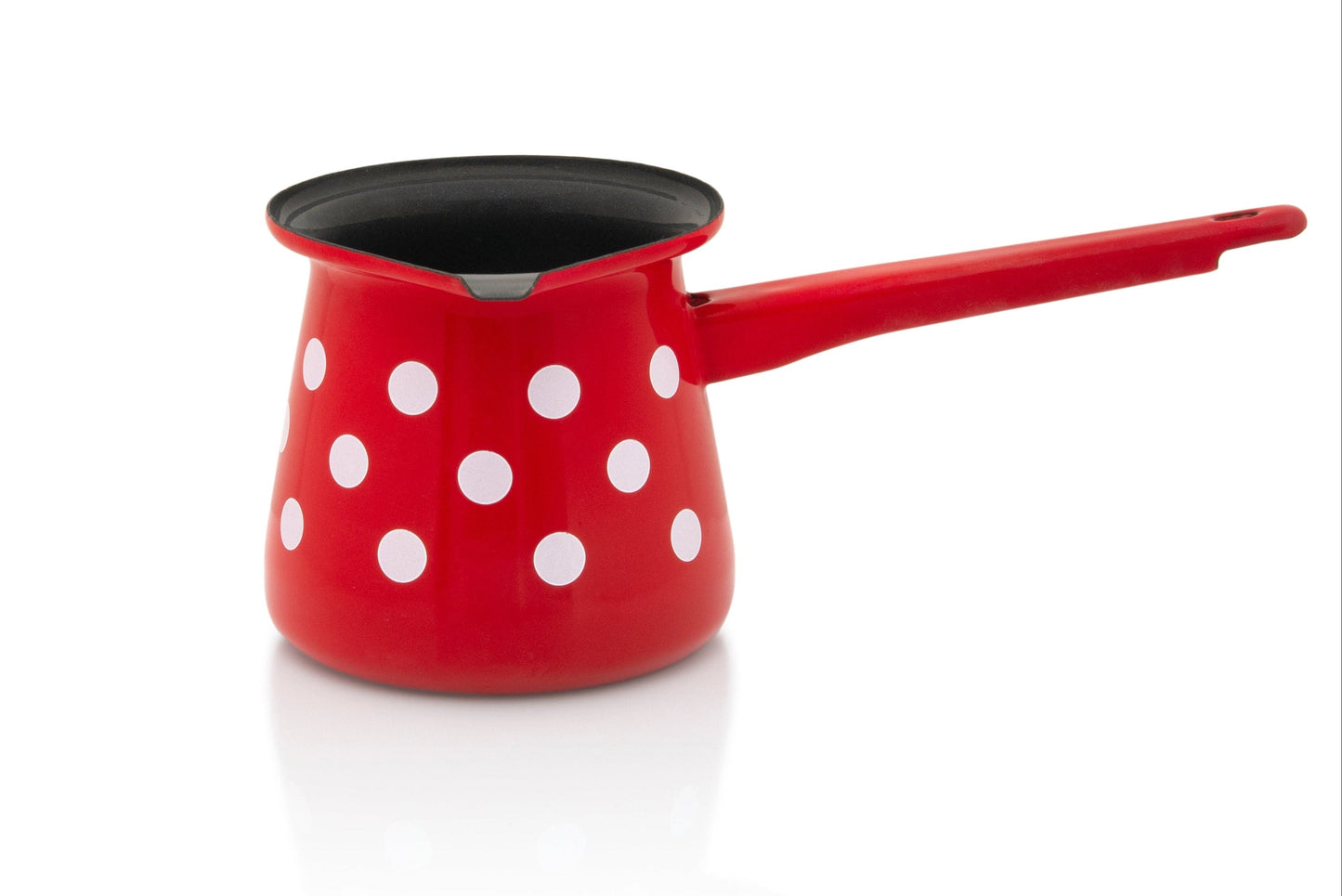 Metalac Kaffeekocher 4 Tassen, WEIßE PUNKTE, Emailliert, im Vintage Design