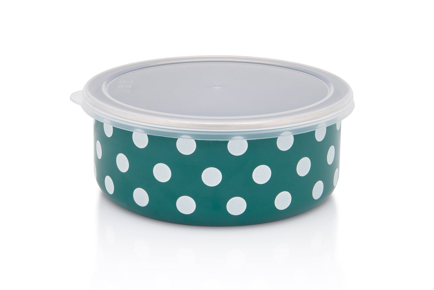 Metalac Aufbewahrungsbehälter mit Deckel 16cm|1,3l, GRÜNE PUNKTE, Emailliert, Vintage Design