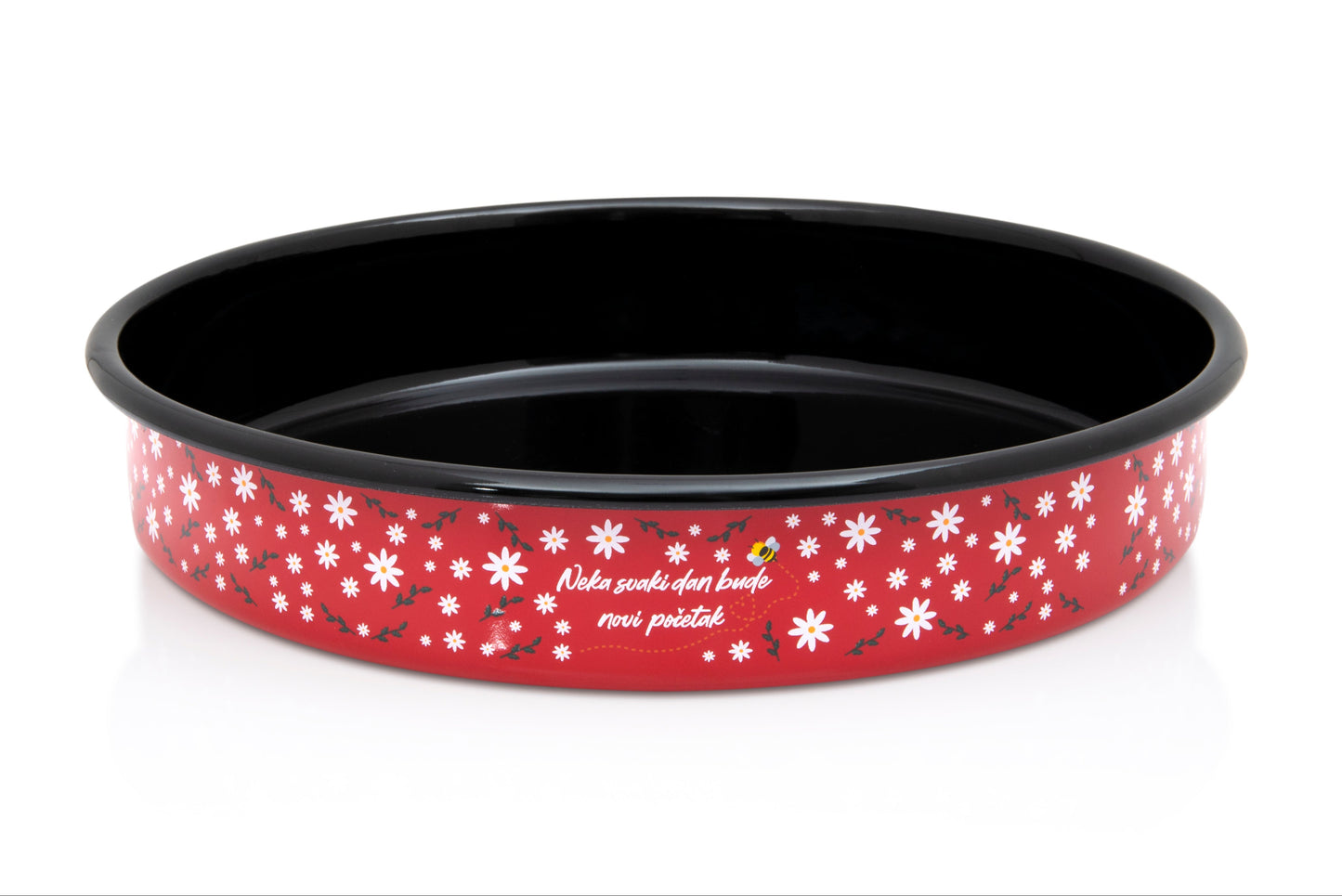 Metalac Ofenblech rund 28cm, ROTE BIENE, Emailliert, im Vintage Design