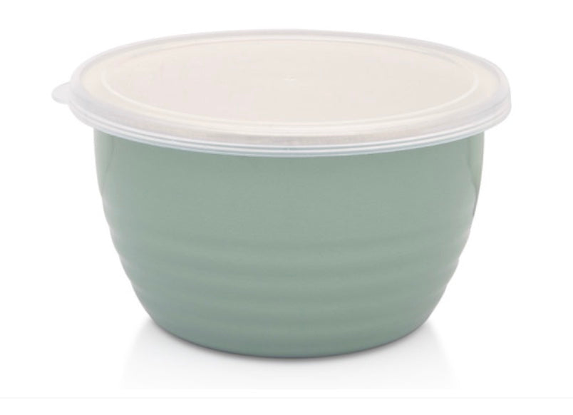 Metalac Aufbewahrungsbehälter, Grün, 16cm|1,2 Liter, STANDARD WAVE, Emailliert, Vintage Design