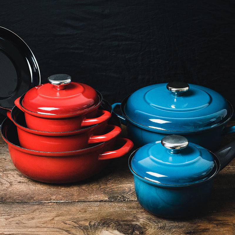 Metalac Premium Schmortopf|Bräter MAXIMUS aus schwerer Emaille, Blau 20cm