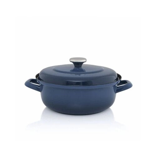 Metalac Premium Schmortopf|Bräter MAXIMUS aus schwerer Emaille, Blau 20cm