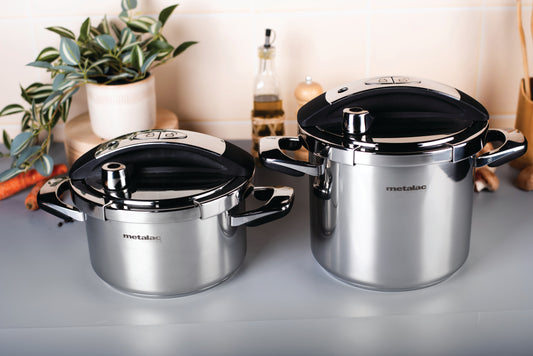 Metalac Premium Schnellkochtopf 'One Klick' Edelstahl, 22cm, 4,5 Liter, 20,5cm hoch