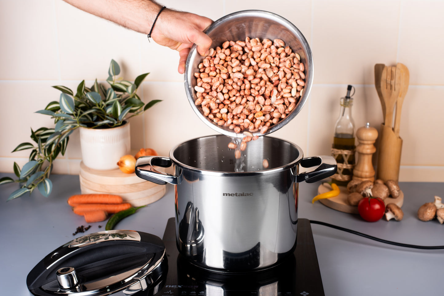 Metalac Premium Schnellkochtopf 'One Klick' Edelstahl, 22cm, 4,5 Liter, 20,5cm hoch