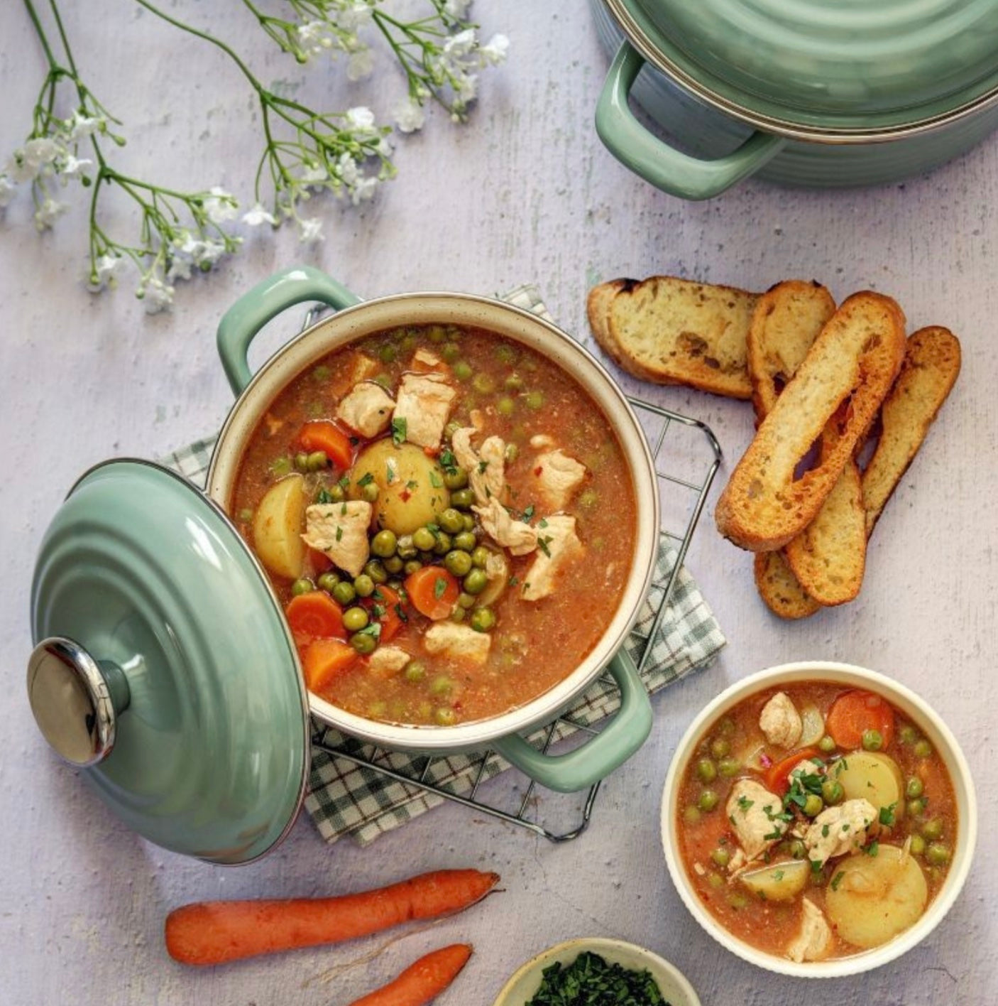 Metalac Kochtopf mit Deckel, Grün, 24cm|6,75 Liter, STANDARD WAVE, Emailliert, Vintage Design