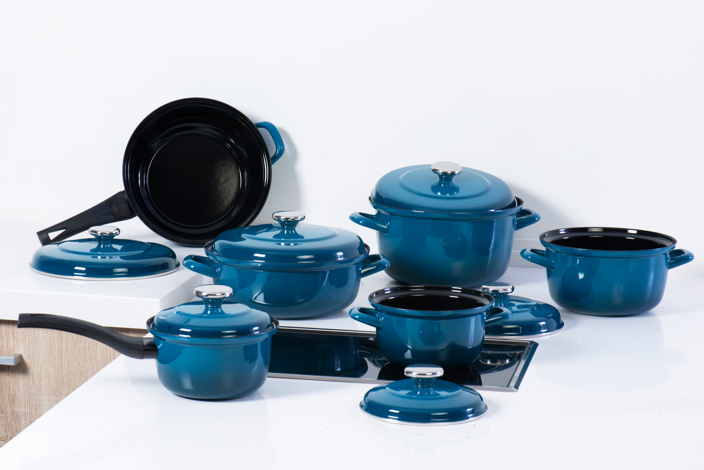 Metalac Premium Schmortopf|Bräter MAXIMUS aus schwerer Emaille, Blau 20cm