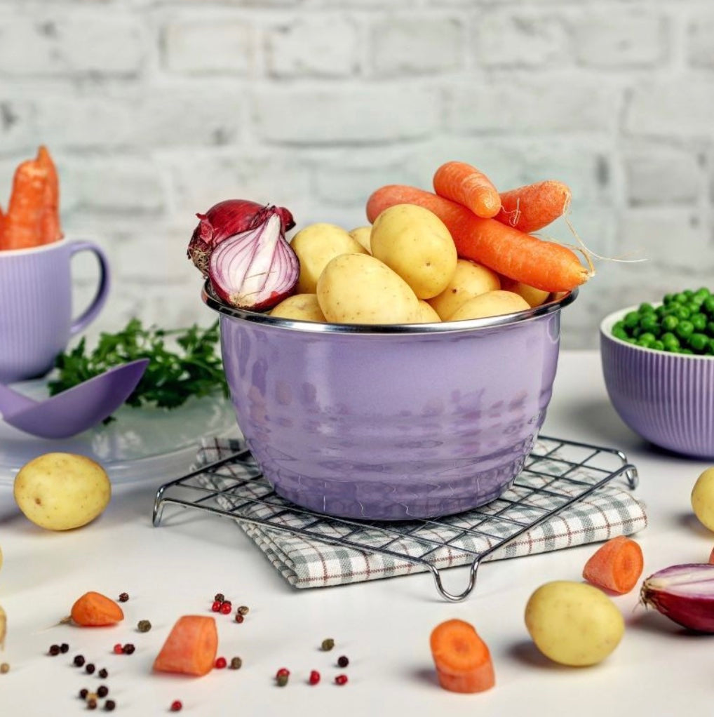 Metalac Aufbewahrungsbehälter, Lila, 16cm|1,2 Liter, STANDARD WAVE, Emailliert, Vintage Design