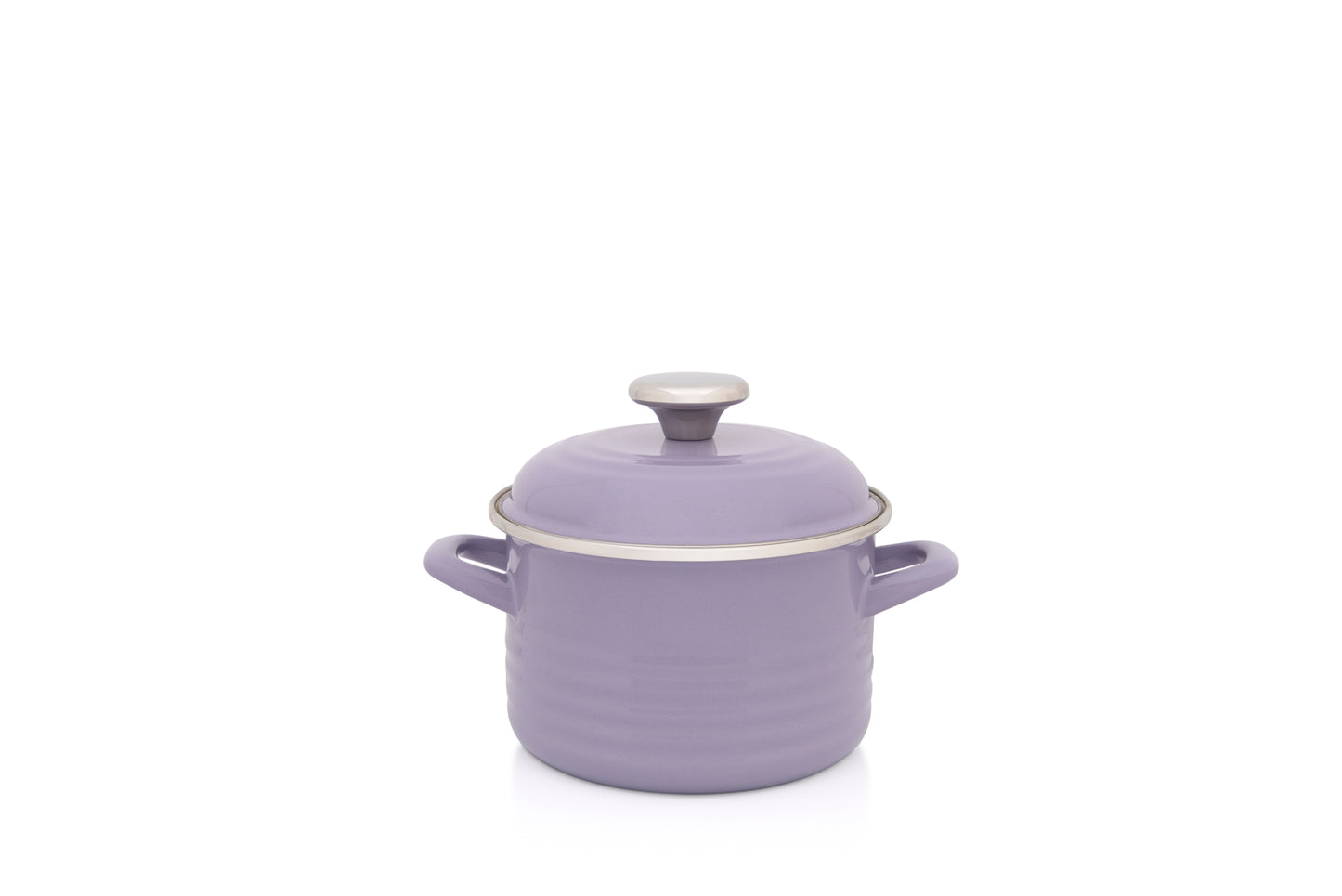 Metalac Kochtopf mit Deckel, Lila, 16cm|2 Liter, STANDARD WAVE, Emailliert, Vintage Design