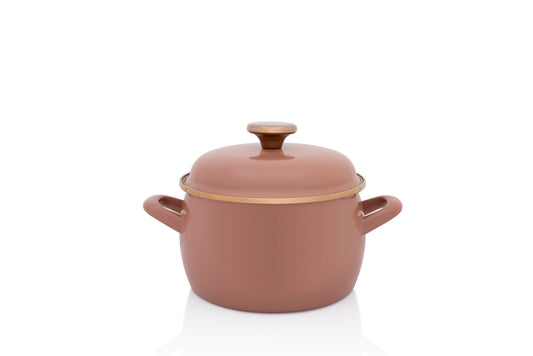 Metalac Kochtopf mit Deckel, Mocca, 18cm|2 Liter, MOKA, Emailliert, Vintage Design