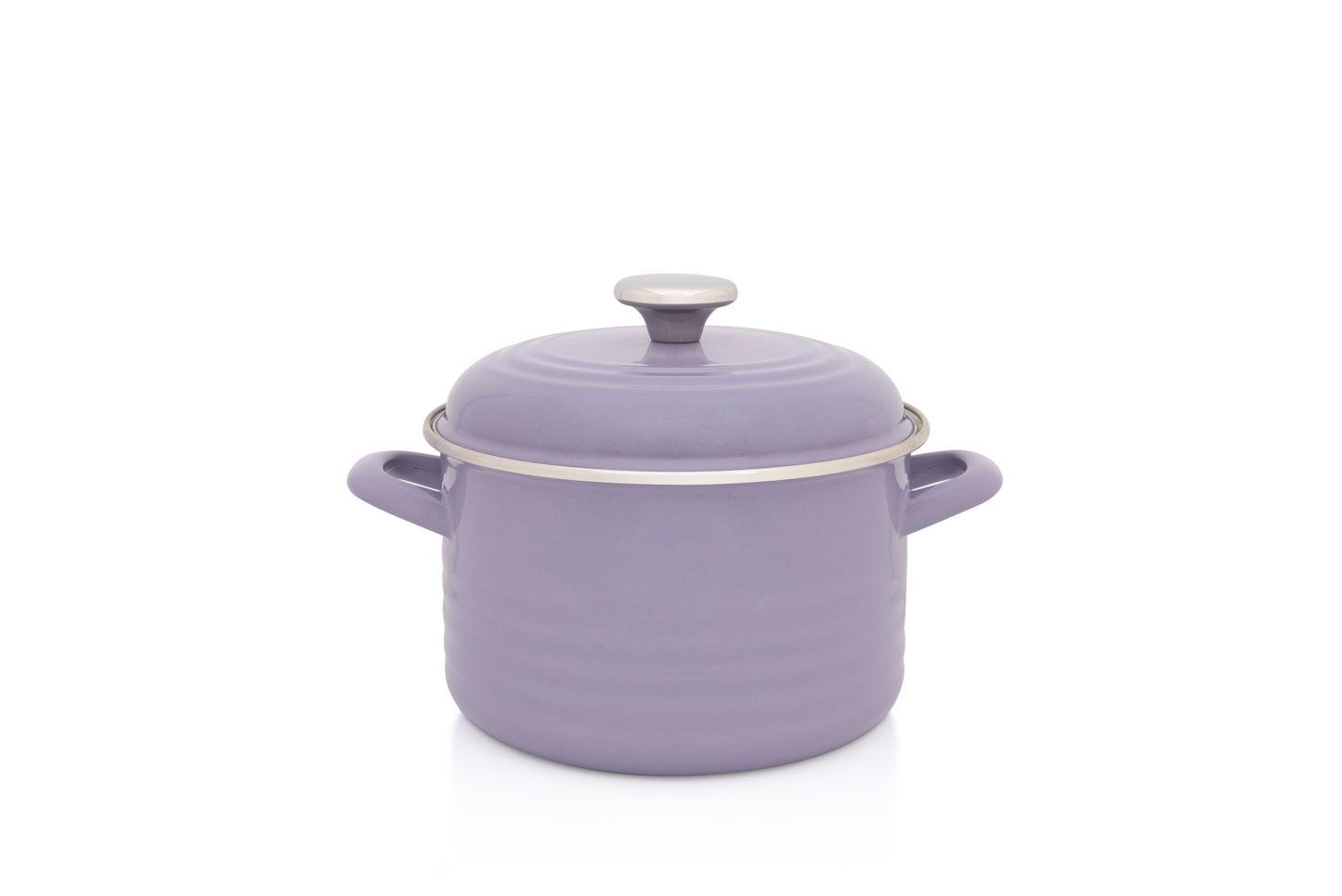 Metalac Kochtopf mit Deckel, Lila, 20cm|4 Liter, STANDARD WAVE, Emailliert, Vintage Design