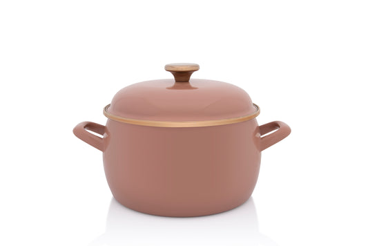 Metalac Kochtopf mit Deckel, Mokka, 22cm|5,4 Liter, MOKA, Emailliert, Vintage Design