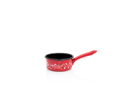 Metalac Stielkasserolle 16cm|1,5l, ROTE BIENE, Emailliert, im Vintage Design