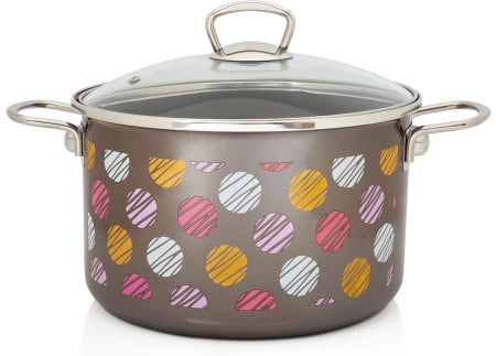 Metalac Kochtopf mit Glasdeckel, 20cm|4 Liter, COCOA CANDY, Emailliert, Vintage Design