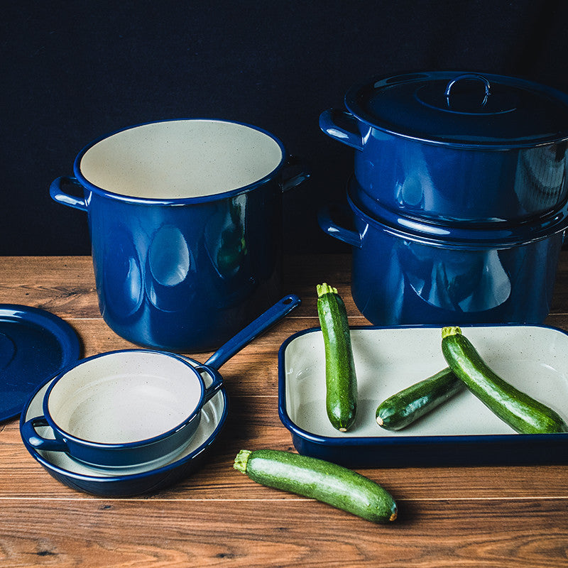 Metalac Schmortopf 20cm|2,8 Liter, MARINBLAU, Emailliert, im Vintage Design