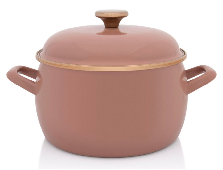 Metalac Kochtopf mit Deckel, Mocca, 18cm|2 Liter, MOKA, Emailliert, Vintage Design