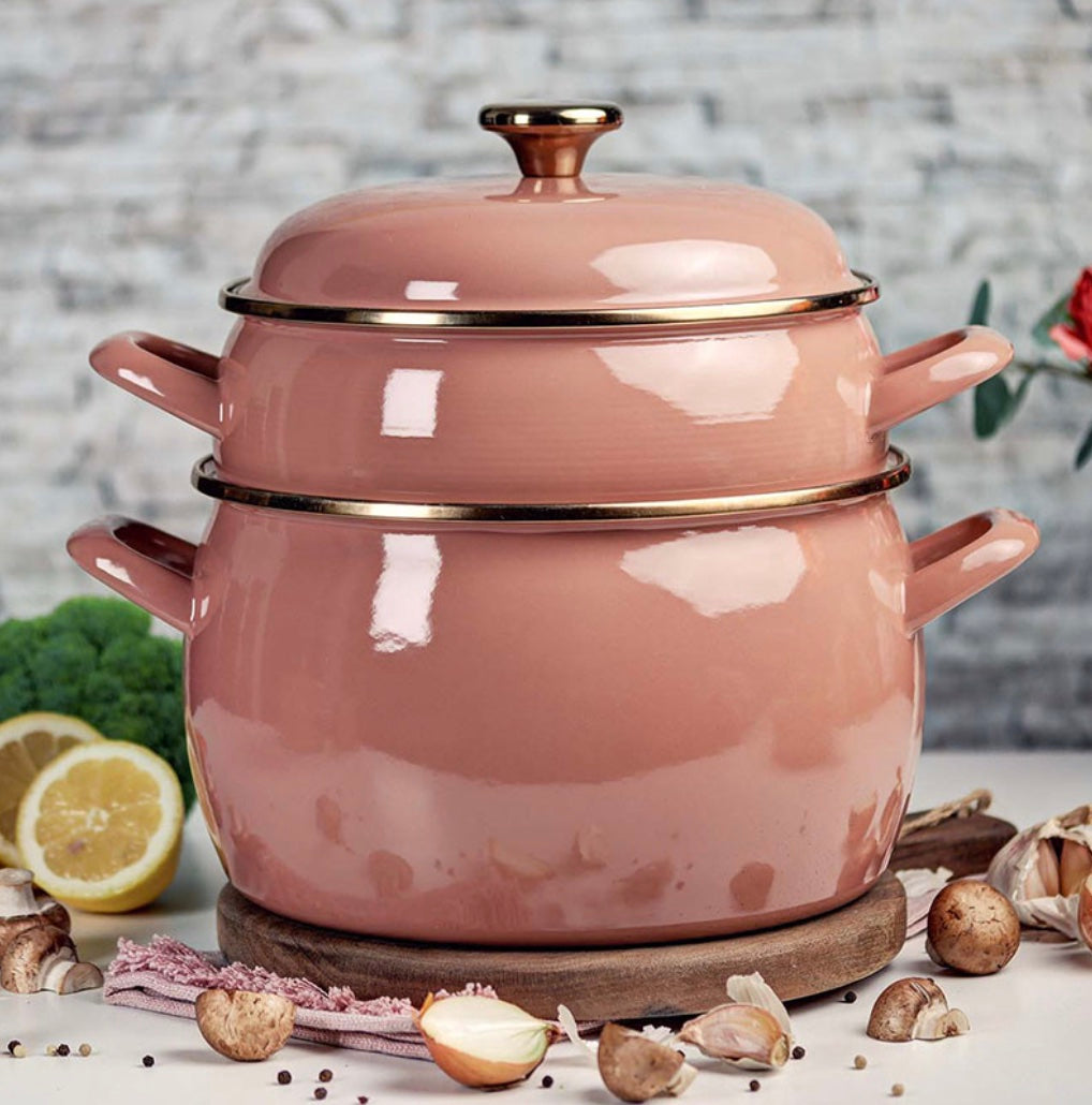 Metalac Kochtopf mit Deckel, Mocca, 18cm|2 Liter, MOKA, Emailliert, Vintage Design