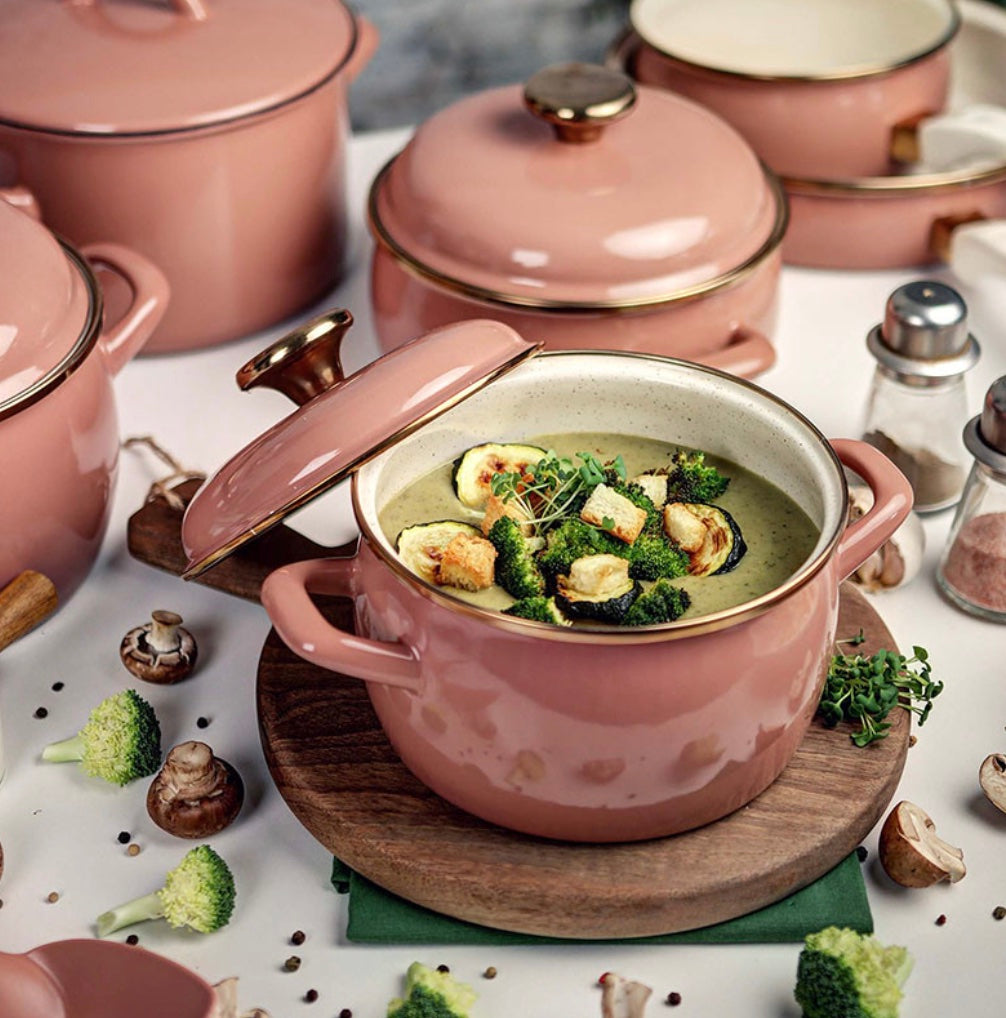 Metalac Kochtopf mit Deckel, Mocca, 18cm|2 Liter, MOKA, Emailliert, Vintage Design