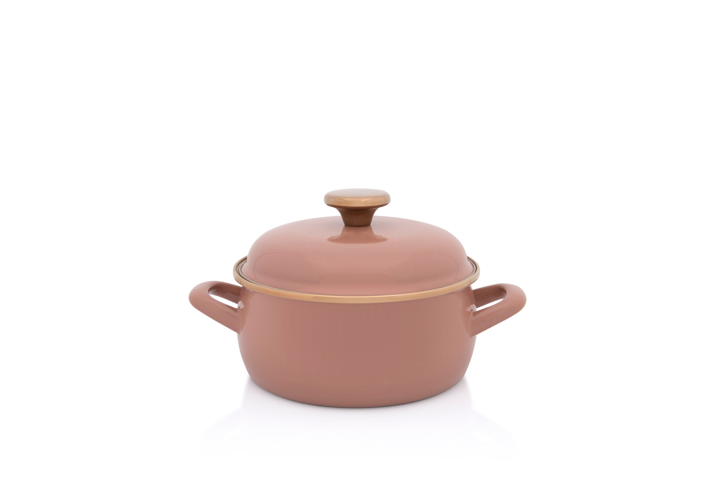 Metalac Schmortopf mit Deckel, Mokka, 18cm|2,4 Liter, MOKA, Emailliert, Vintage Design