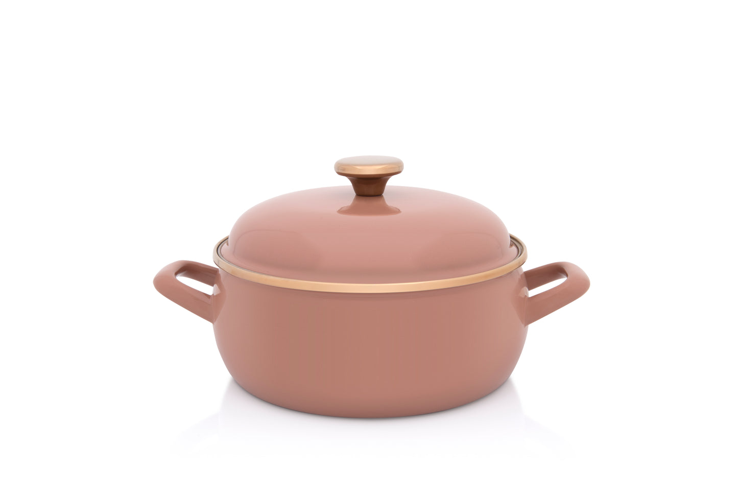 Metalac Schmortopf mit Deckel, Mokka, 22cm|3,8 Liter, MOKA, Emailliert, Vintage Design