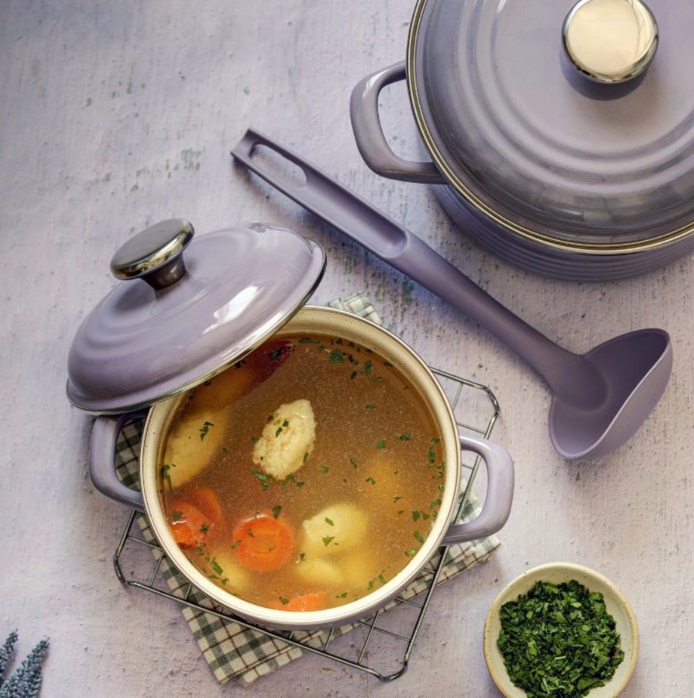 Metalac Kochtopf mit Deckel, Lila, 16cm|2 Liter, STANDARD WAVE, Emailliert, Vintage Design