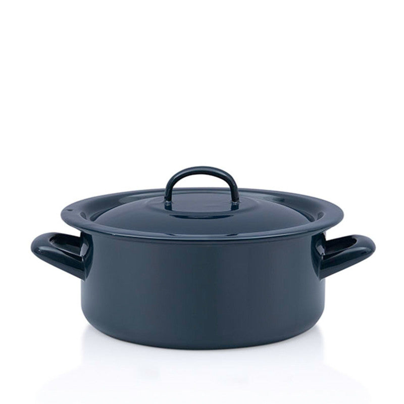 Metalac Schmortopf 20cm|2,8 Liter, MARINBLAU, Emailliert, im Vintage Design