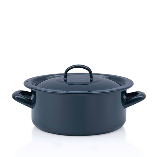 Metalac Schmortopf 20cm|2,8 Liter, MARINBLAU, Emailliert, im Vintage Design