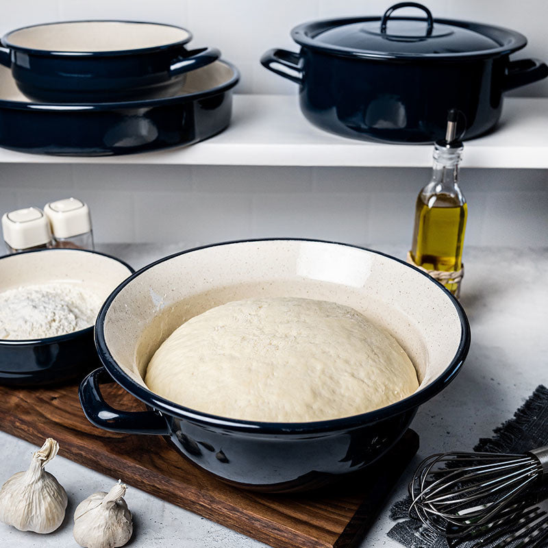 Metalac Schüßel, Marin blau, 28cm, 5 Liter, Emailliert, Vintage Design